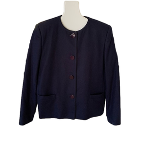 Vintage Sasson New York Paris Navy Wool Blazer